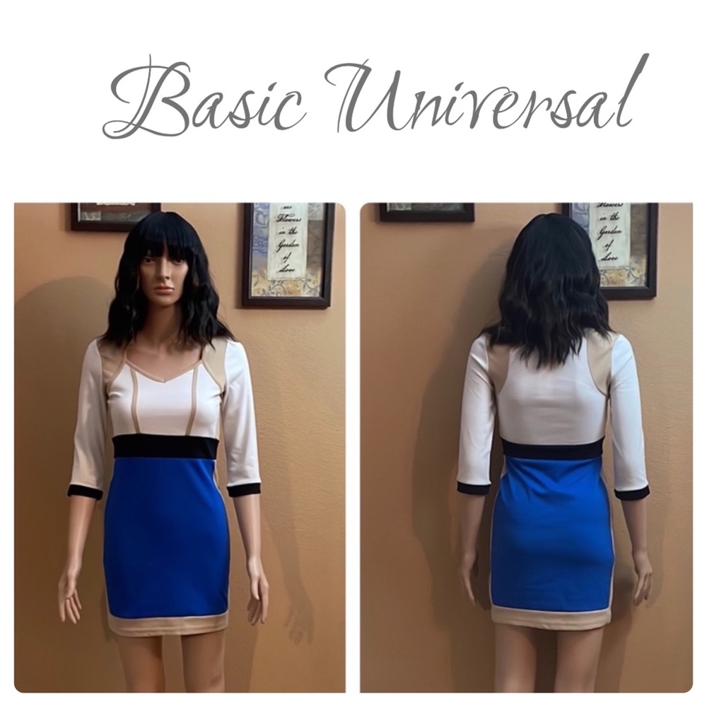 Women Causal Dress (Blue/Tan)